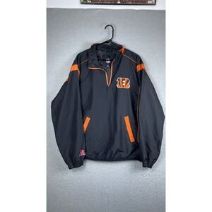Cincinnati Bengals Jacket Mens Large Black NFL Football NFL Quarter Zip